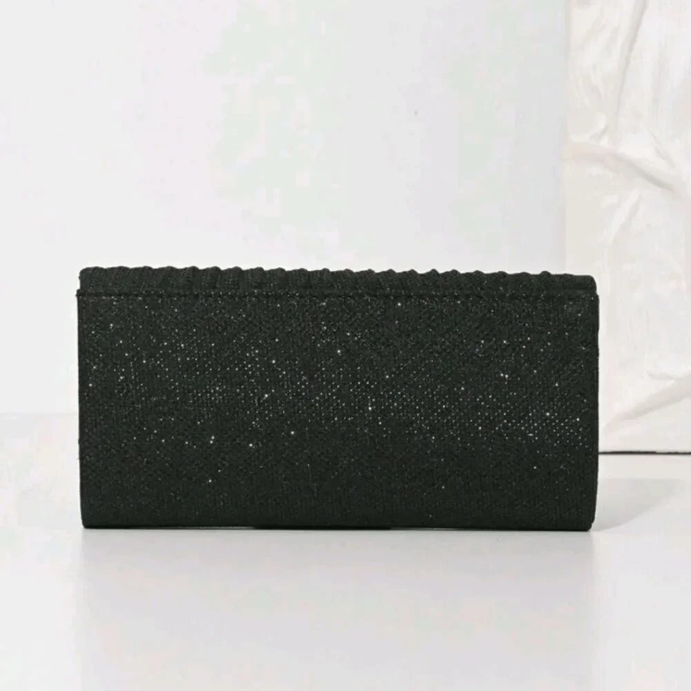 Brand New Ladies Black Glitter Evening Bag - Picture 2 of 7